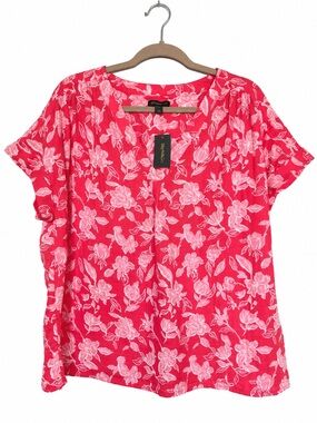 Style & Co. Coral Floral V-Neck Short Sleeve Tunic
